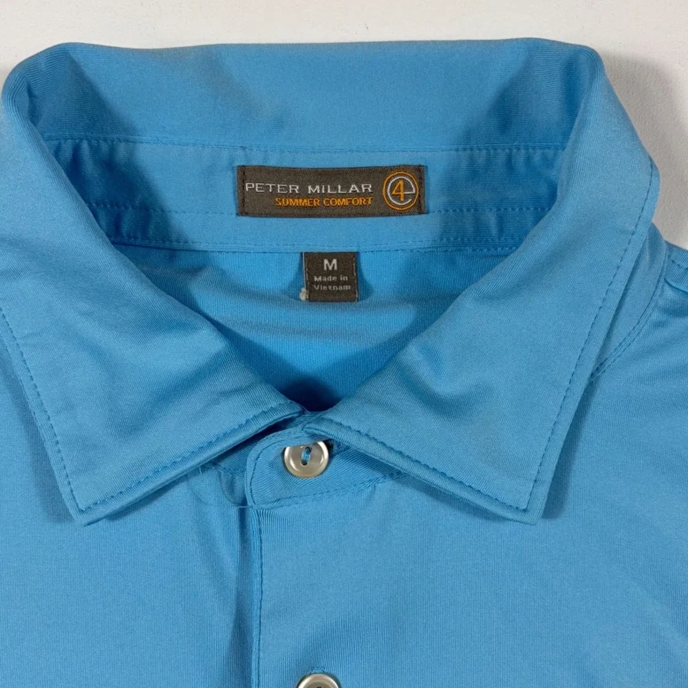 Peter Millar Summer Comfort Polo Shirt Mens Medium Sunset Ridge 1923 Blue